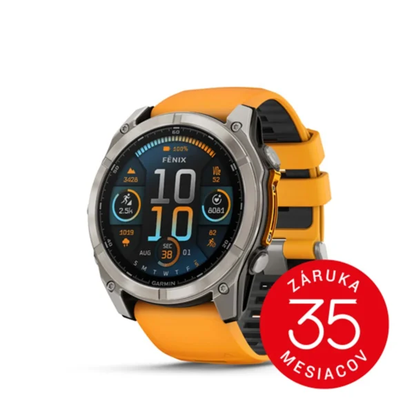 Garmin FENIX 8  51mm AMOLED Sapphire Titanium Spark Orange Graphite band
