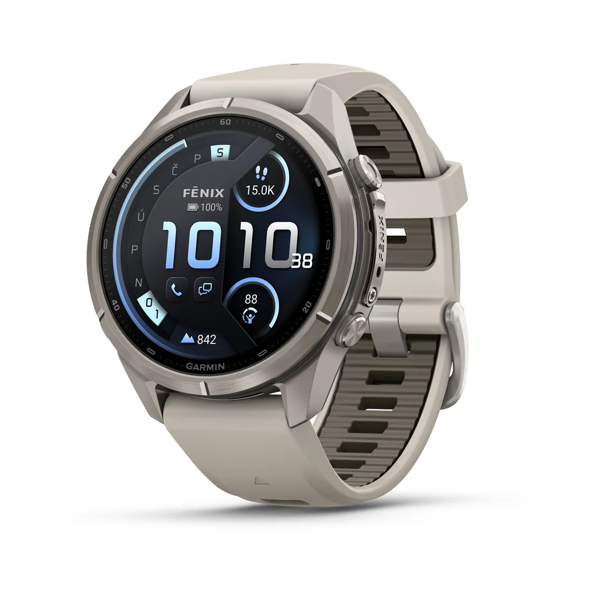 Garmin fēnix 9 Pro - inReach, 43mm, AMOLED, Sapphire, Titanium, Gray/Sandstone band – Obrázok 2